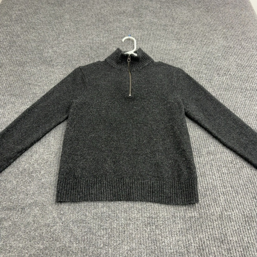 J Crew Sweater Mens S Grey Merino Wool Quarter Zip Mock Neck Preppy